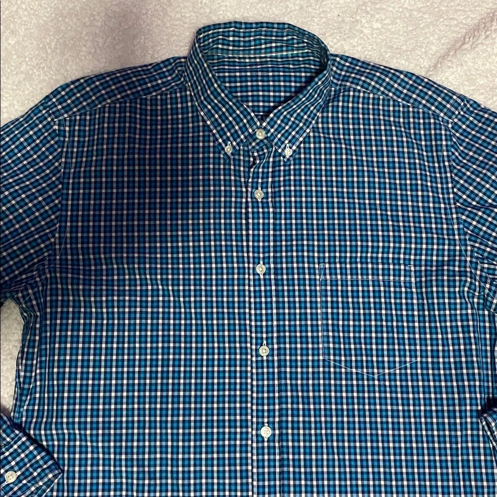 J.Crew Mens size large blue plaid button down long sleeve shirt